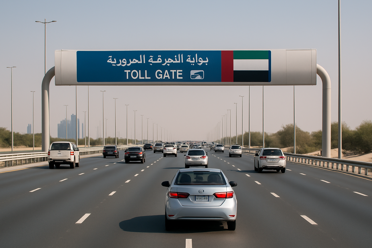 Smooth traffic flow on a paid road in UAE