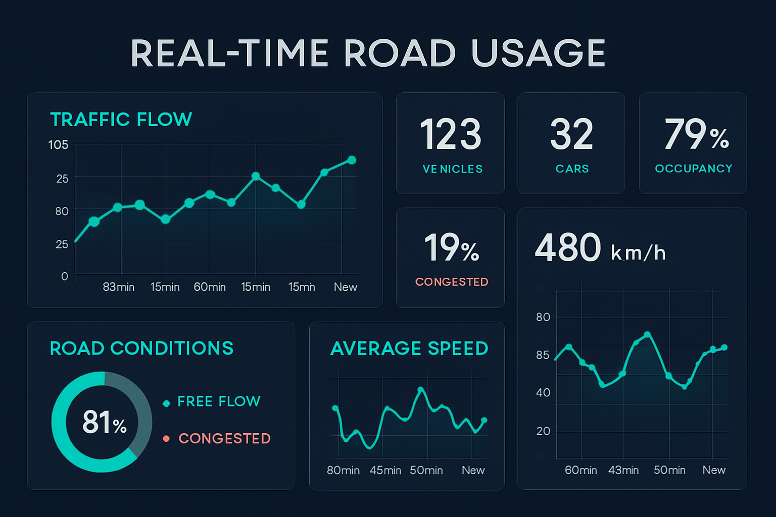 Digital dashboard showing real-time road usage