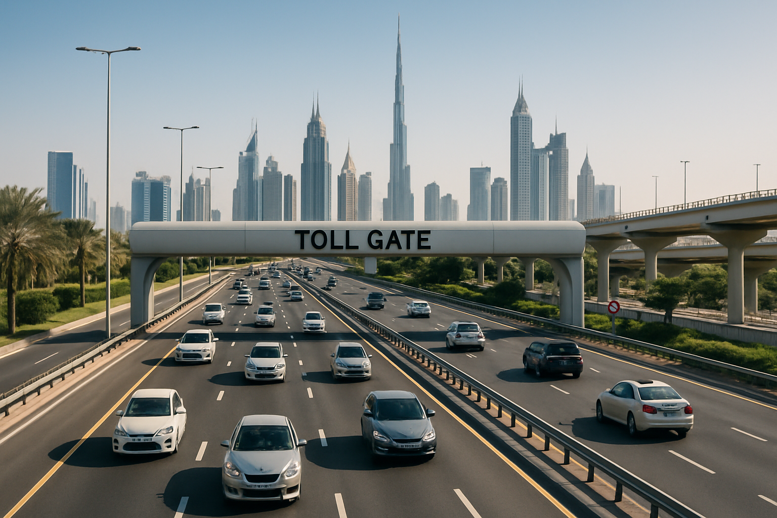 Modern toll road in Dubai with efficient traffic flow